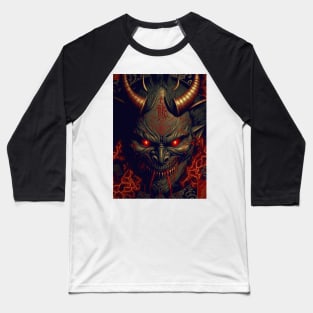 Asian Demon face Baseball T-Shirt